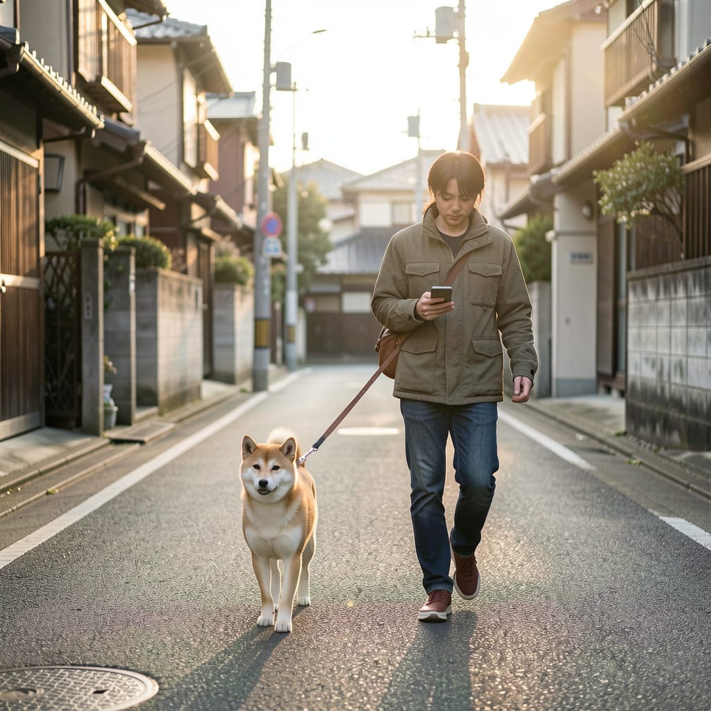 公園での犬の散歩