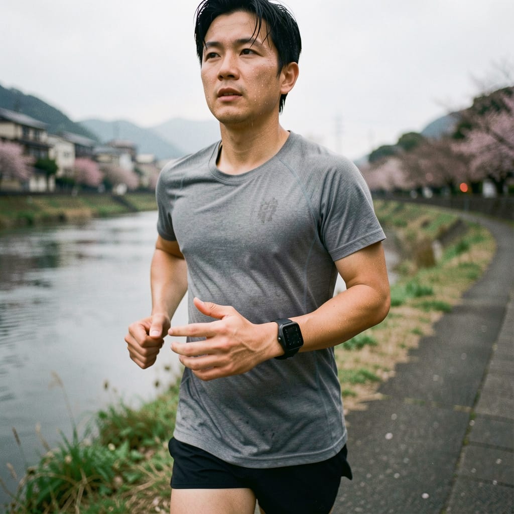 屋外でランニングする人